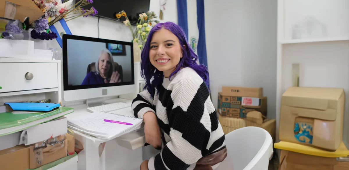 girl smiling at home